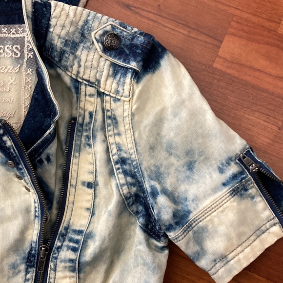 🌟 HP 🌟 GUESS Vintage 80s/90s acid washed denim short sleeve Moto jacket - Picture 3 of 8